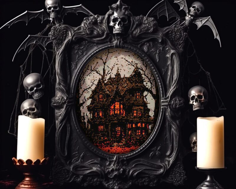 Haunted House Cross Stitch Pattern