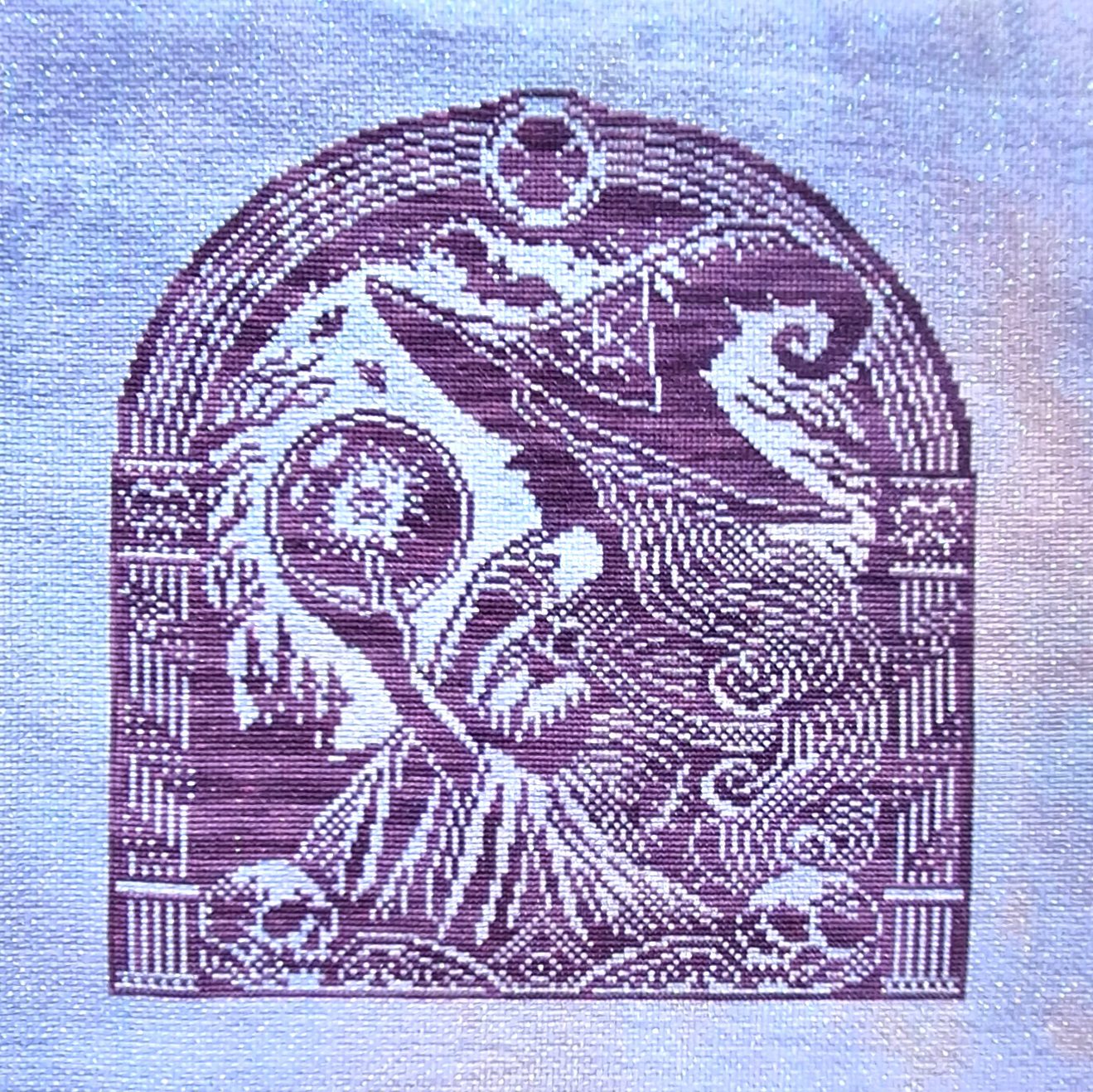 Woodcut Oracle Witch Cross Stitch Pattern