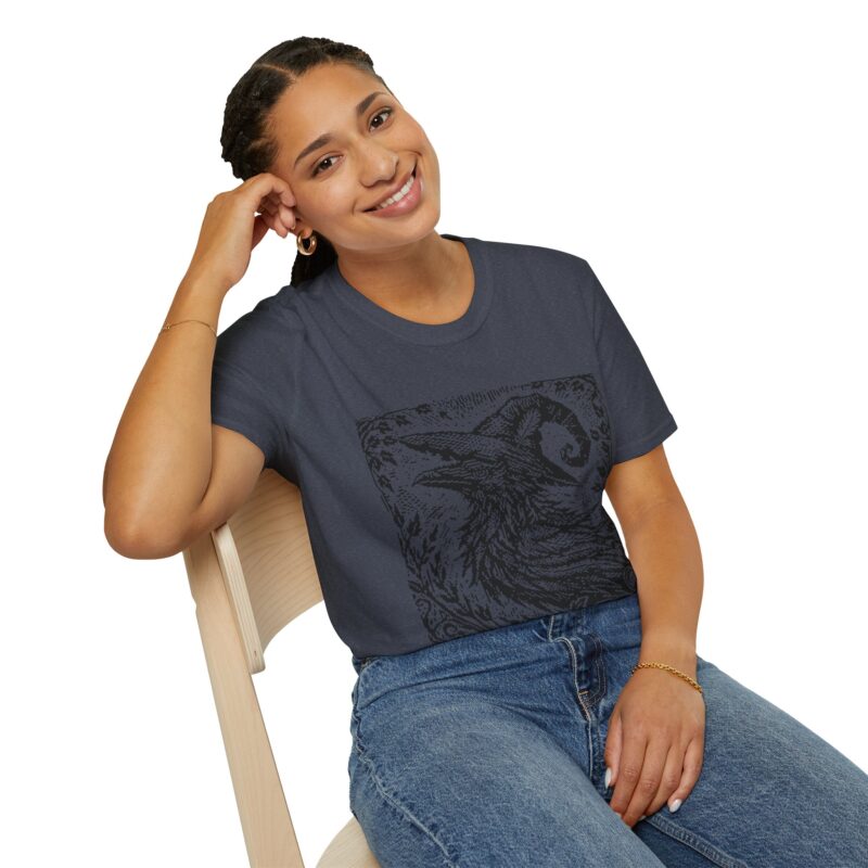 Woodcut Raven Unisex T-shirt - Image 56