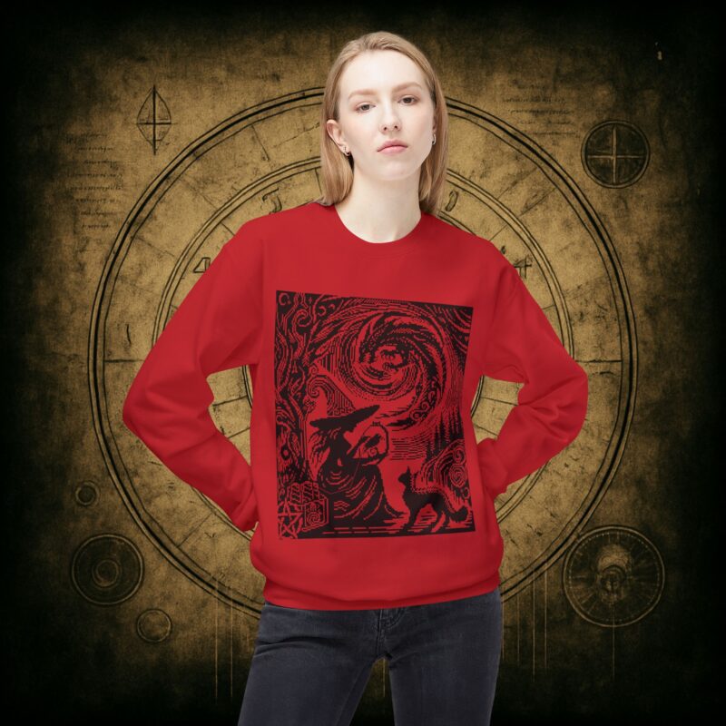 Woodcut Stitch Witch Unisex Sweatshirt - Image 5
