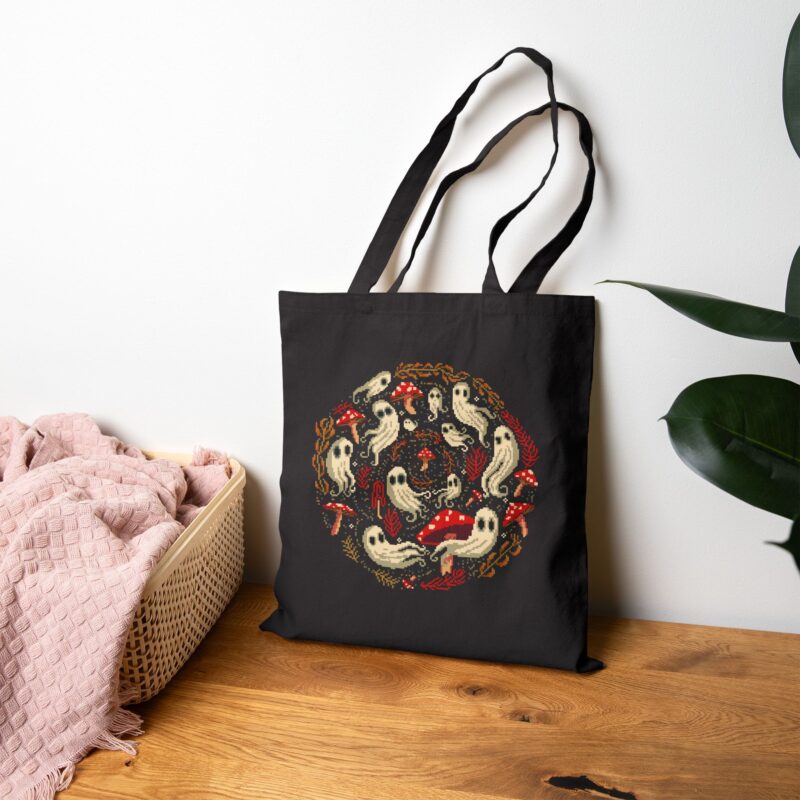 Spiral Mushrooms & Ghosts Tote Bag - Image 6