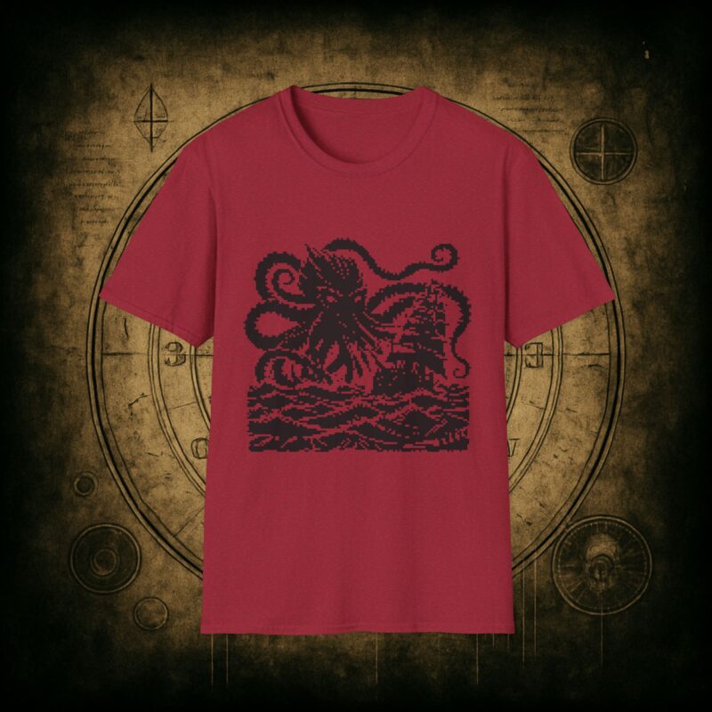 Woodcut Kraken Unisex T-shirt - Image 73