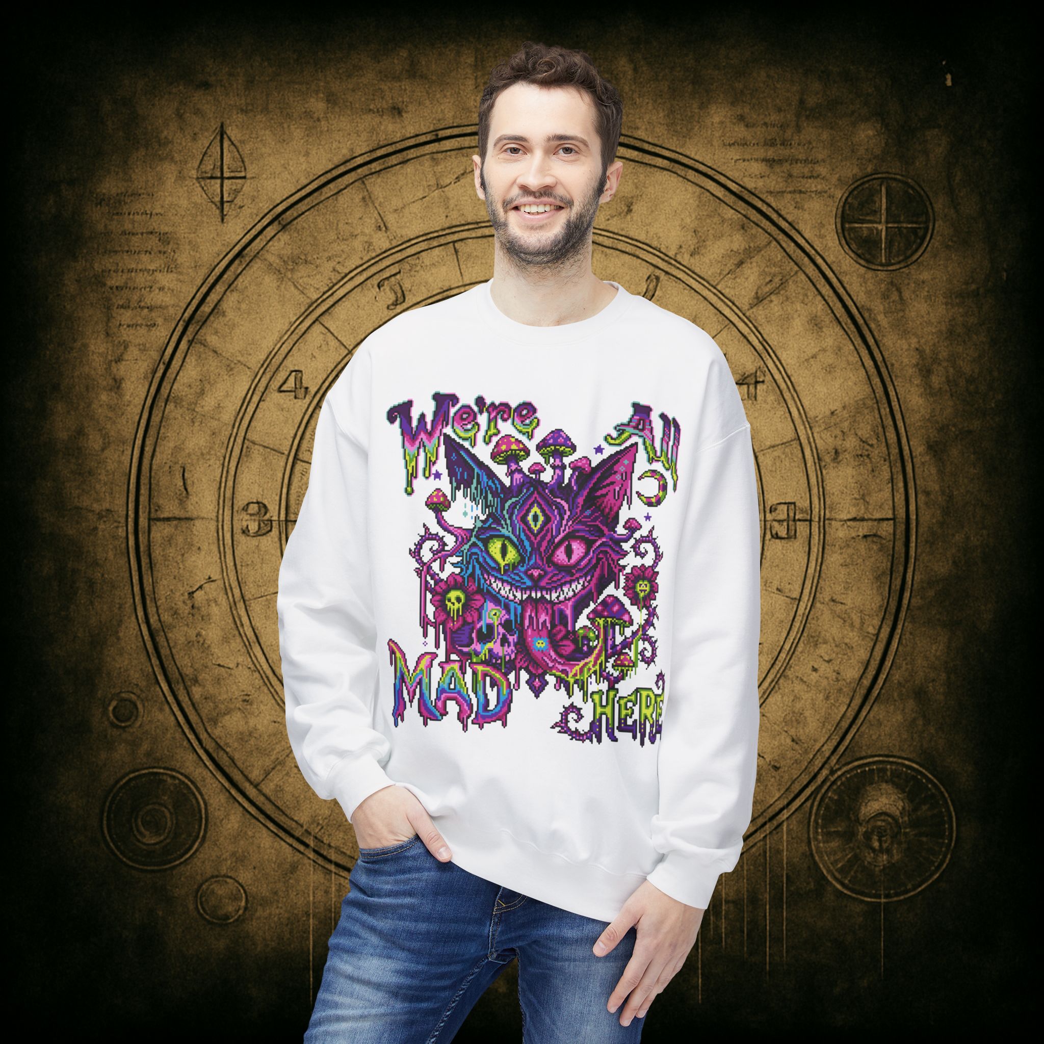 We’re All Mad Here Cheshire Cat Unisex Sweatshirt - Image 11