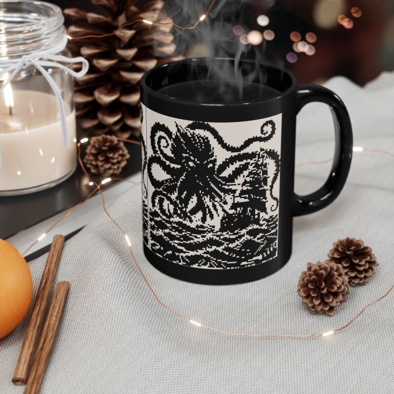 Woodcut Kraken Ceramic Mug - Image 4