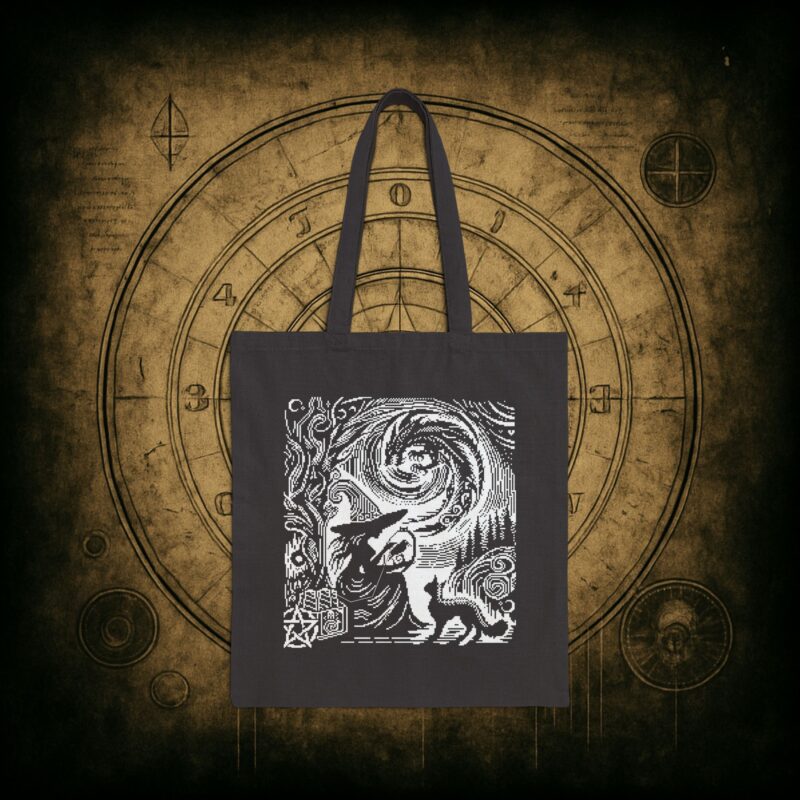 Woodcut Stitch Witch Tote Bag