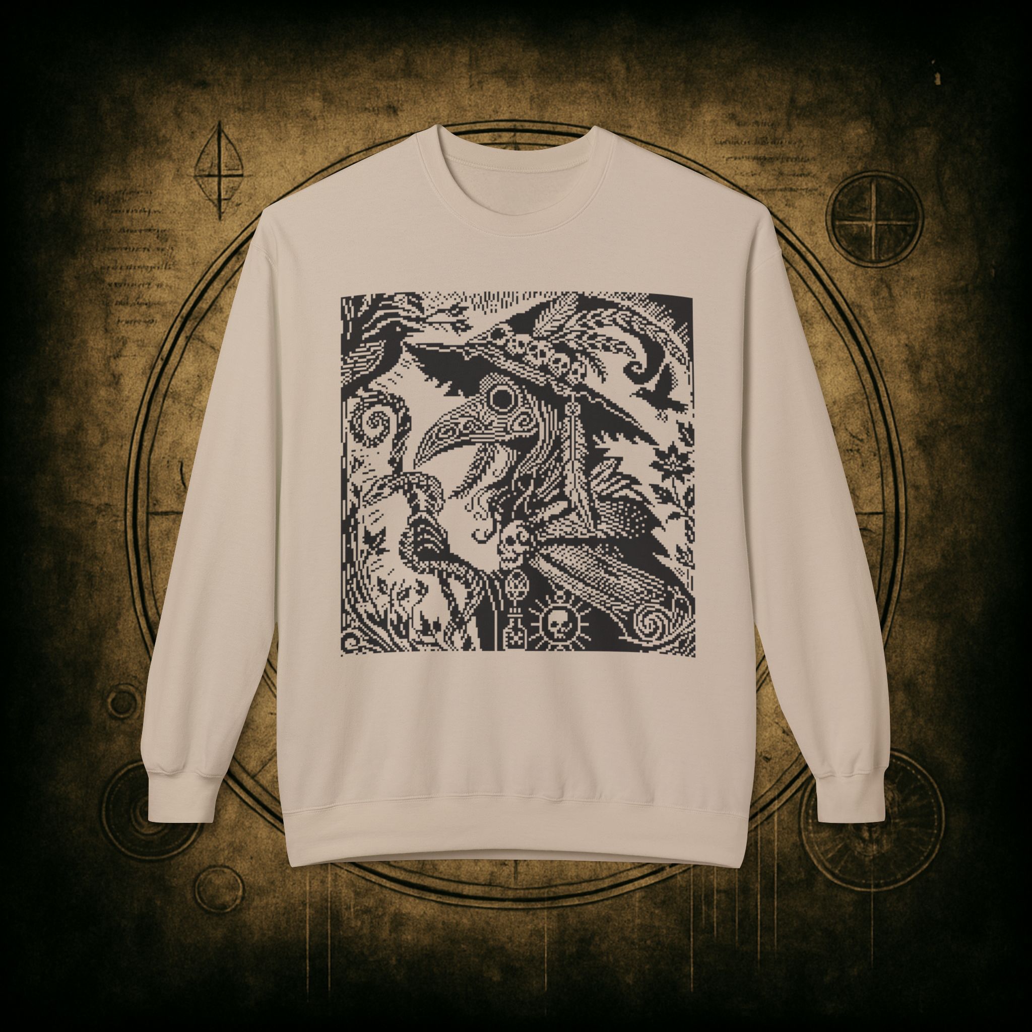 Woodcut Plague Doctor Witch Sweatshirt