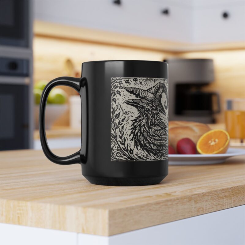 Woodcut Raven Ceramic Mug - Image 11