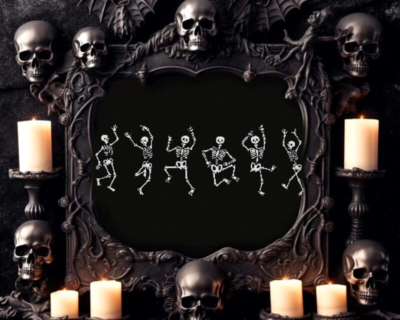 6 Dancing Skeletons Cross Stitch Pattern