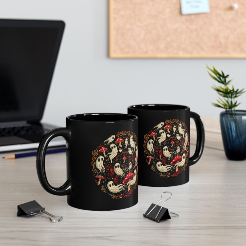 Spiral Mushrooms & Ghosts Ceramic Mug - Image 5