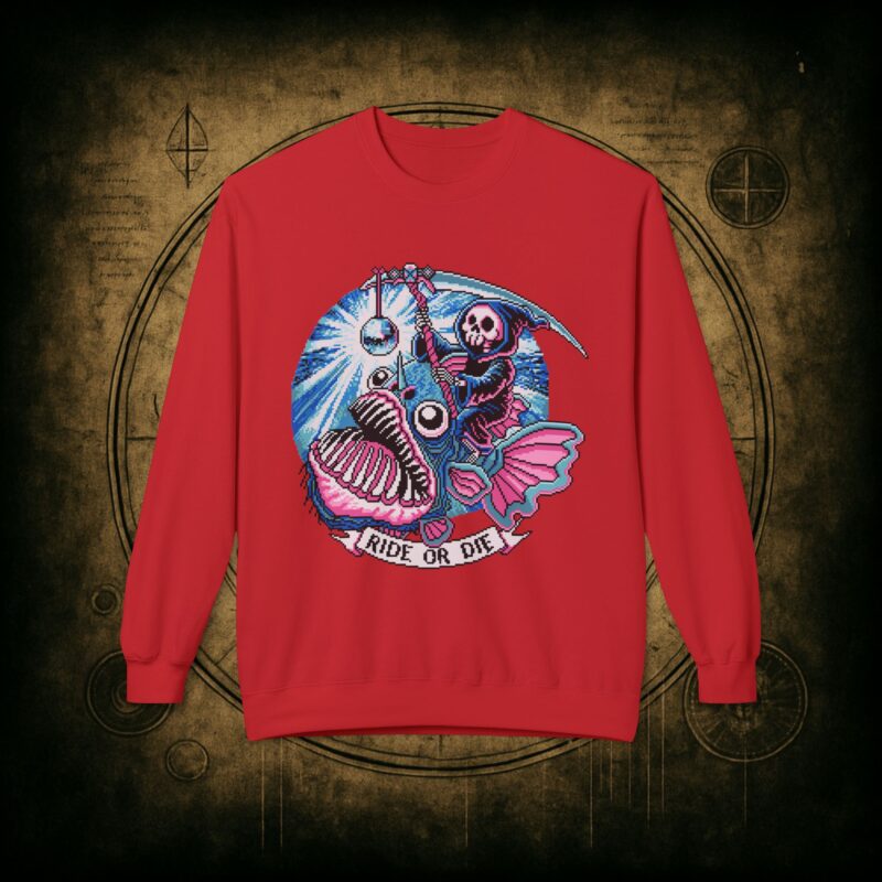 Ride or Die Angler Fish Unisex Sweatshirt - Image 4
