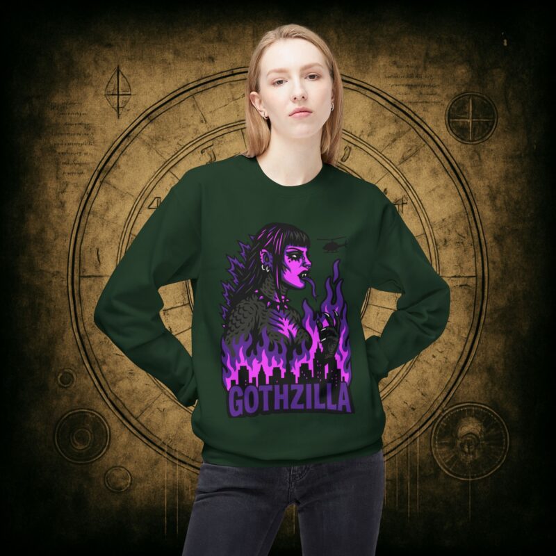 Gothzilla (Purple) Unisex Sweatshirt - Image 17