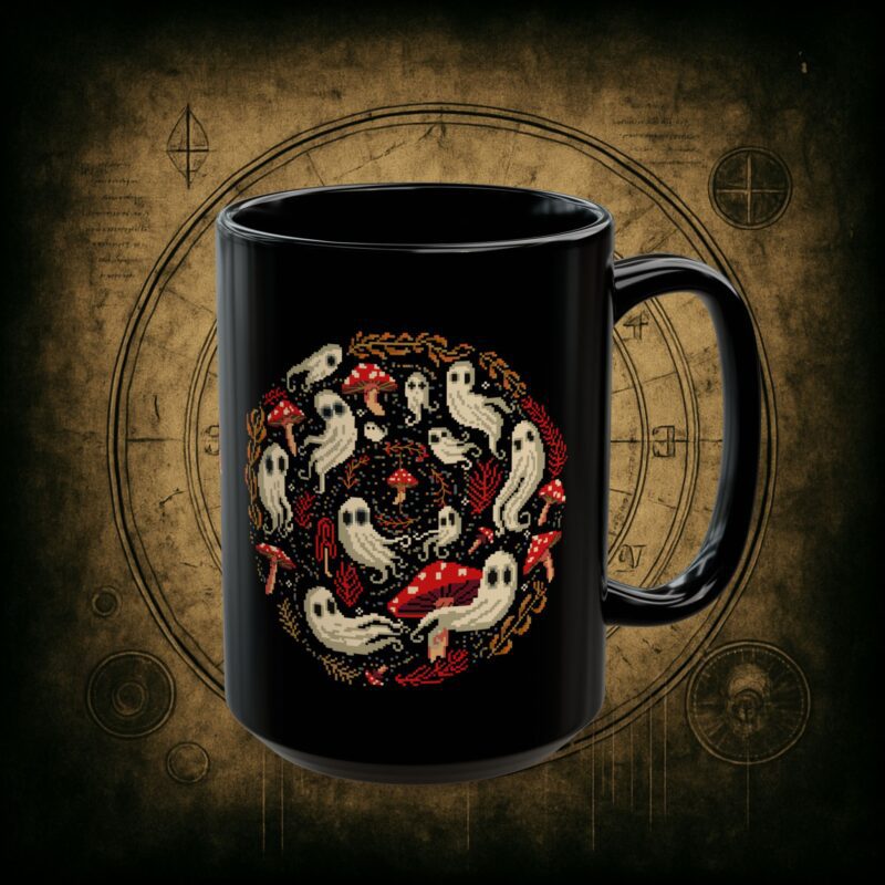Spiral Mushrooms & Ghosts Ceramic Mug - Image 9