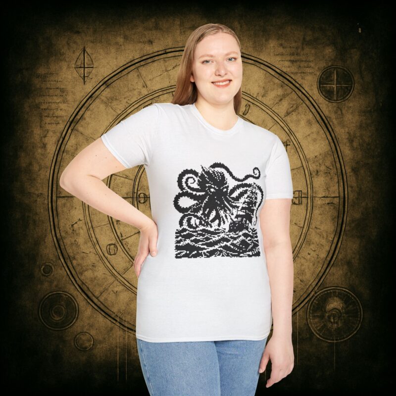 Woodcut Kraken Unisex T-shirt - Image 19