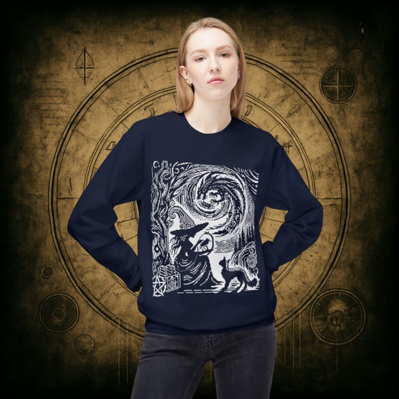 Woodcut Stitch Witch Unisex Sweatshirt - Image 35