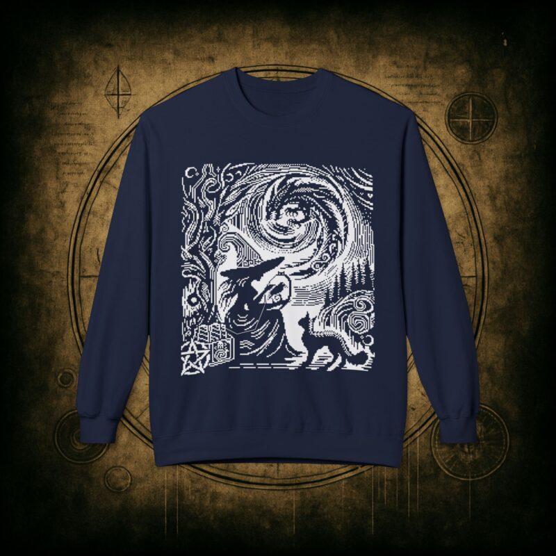 Woodcut Stitch Witch Unisex Sweatshirt - Image 34