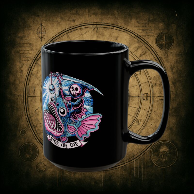 Ride or Die Angler Fish Ceramic Mug - Image 7