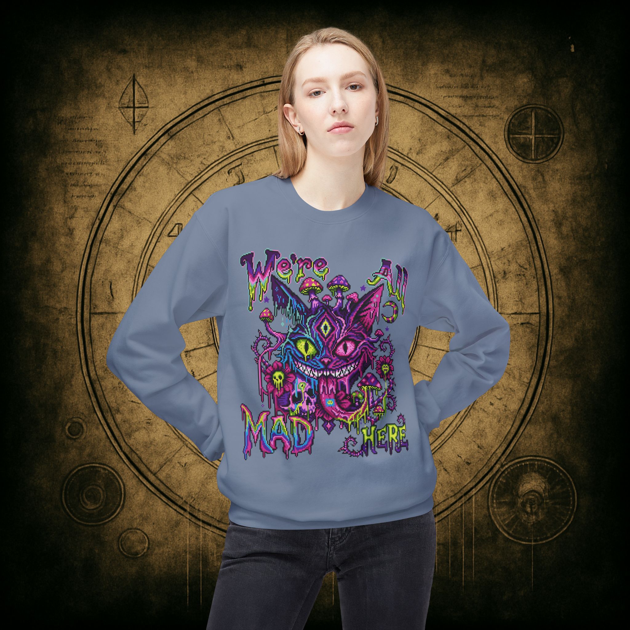 We’re All Mad Here Cheshire Cat Unisex Sweatshirt - Image 34
