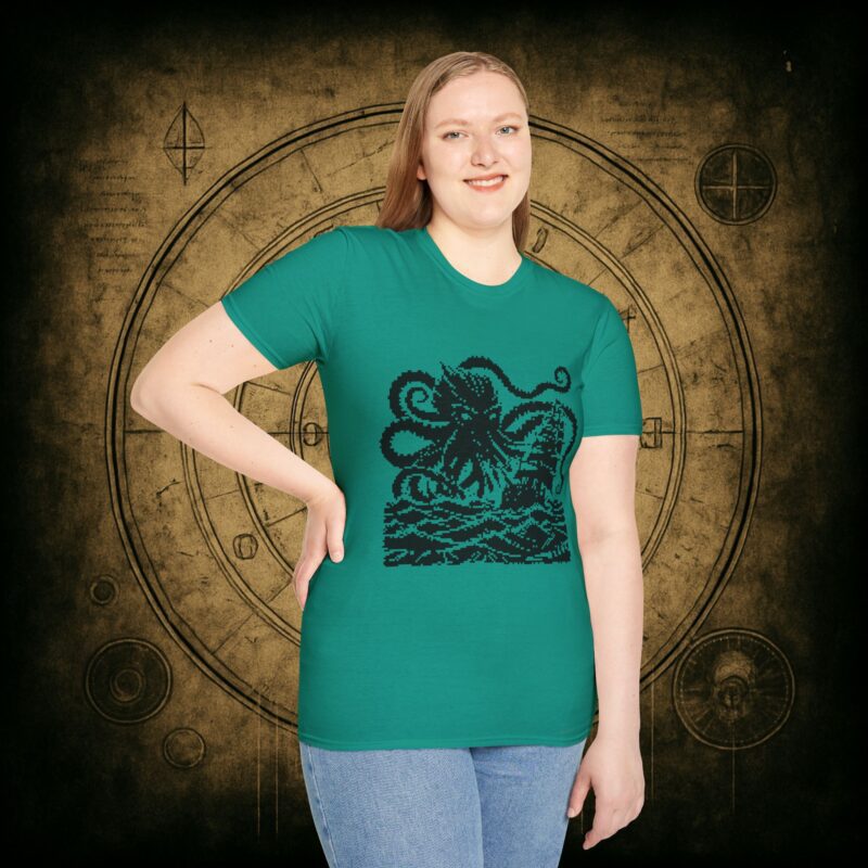 Woodcut Kraken Unisex T-shirt - Image 45