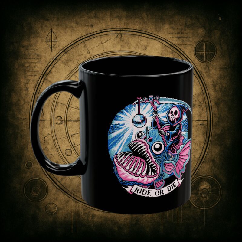 Ride or Die Angler Fish Ceramic Mug - Image 3