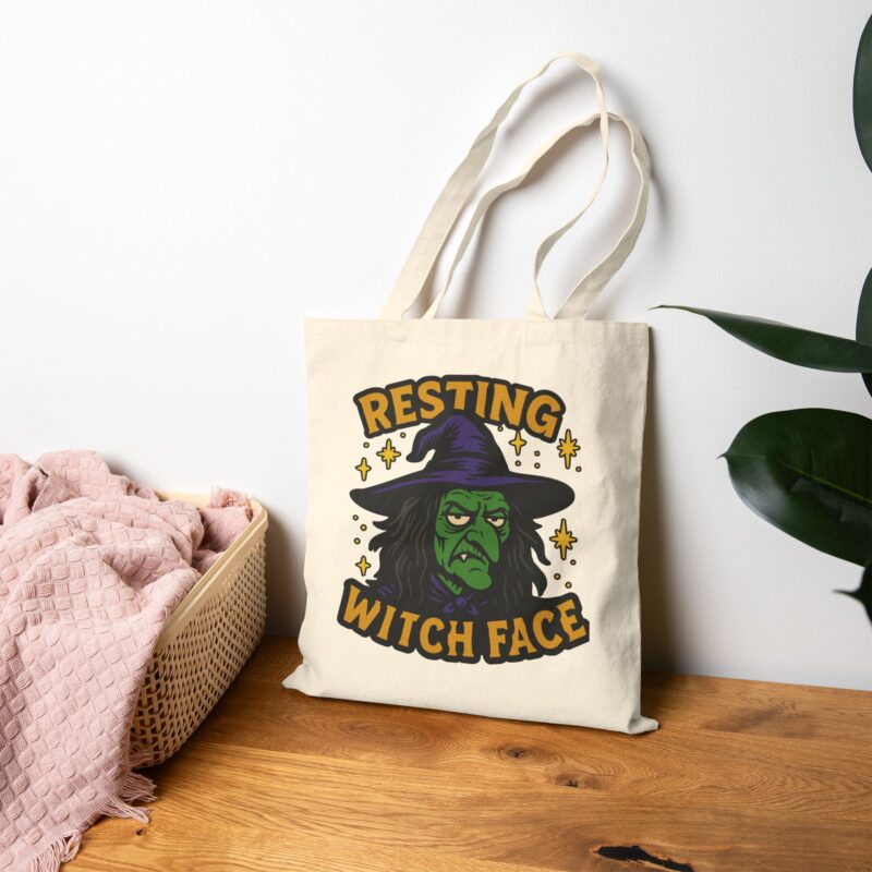 Resting Witch Face Tote Bag - Image 12