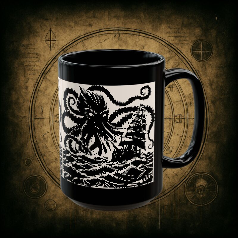 Woodcut Kraken Ceramic Mug - Image 9