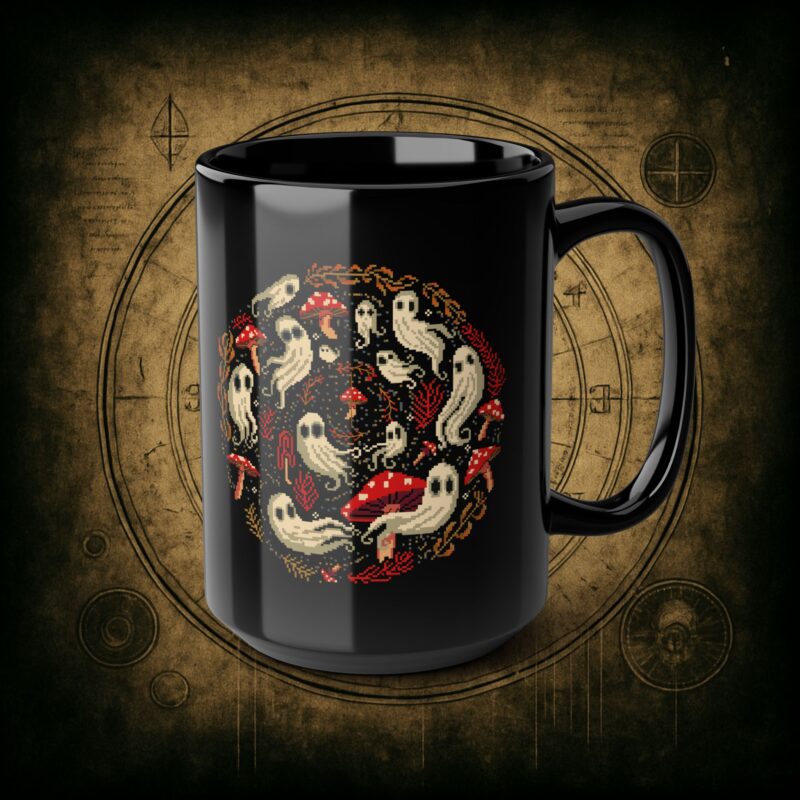 Spiral Mushrooms & Ghosts Ceramic Mug - Image 10