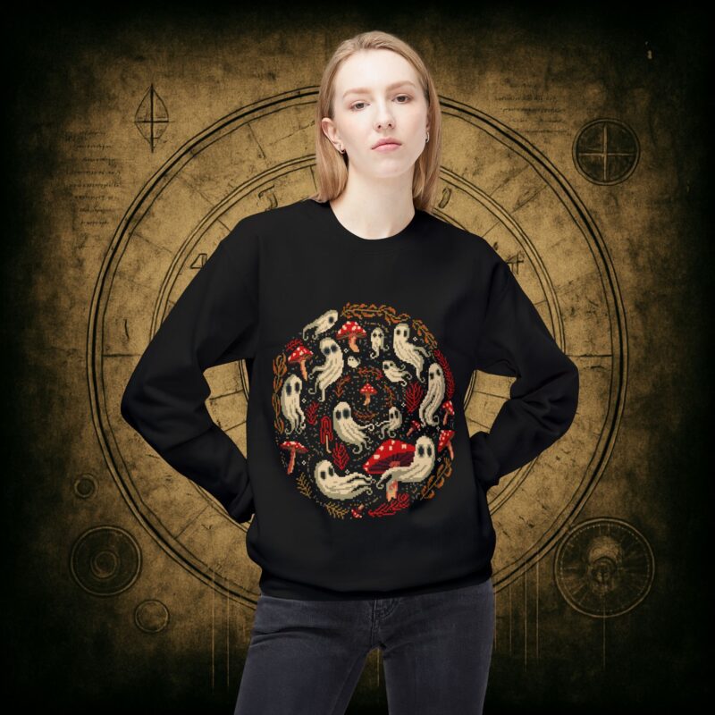Spiral Mushrooms & Ghosts Unisex Sweatshirt - Image 2