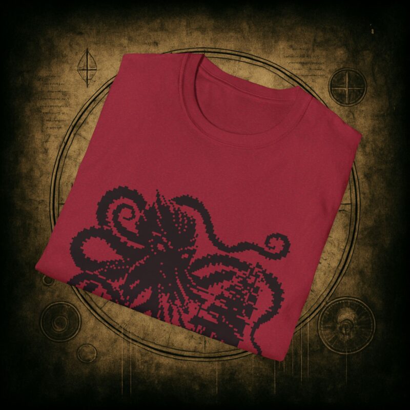 Woodcut Kraken Unisex T-shirt - Image 74