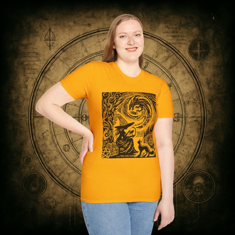 Woodcut Stitch Witch Unisex T-Shirt - Image 24