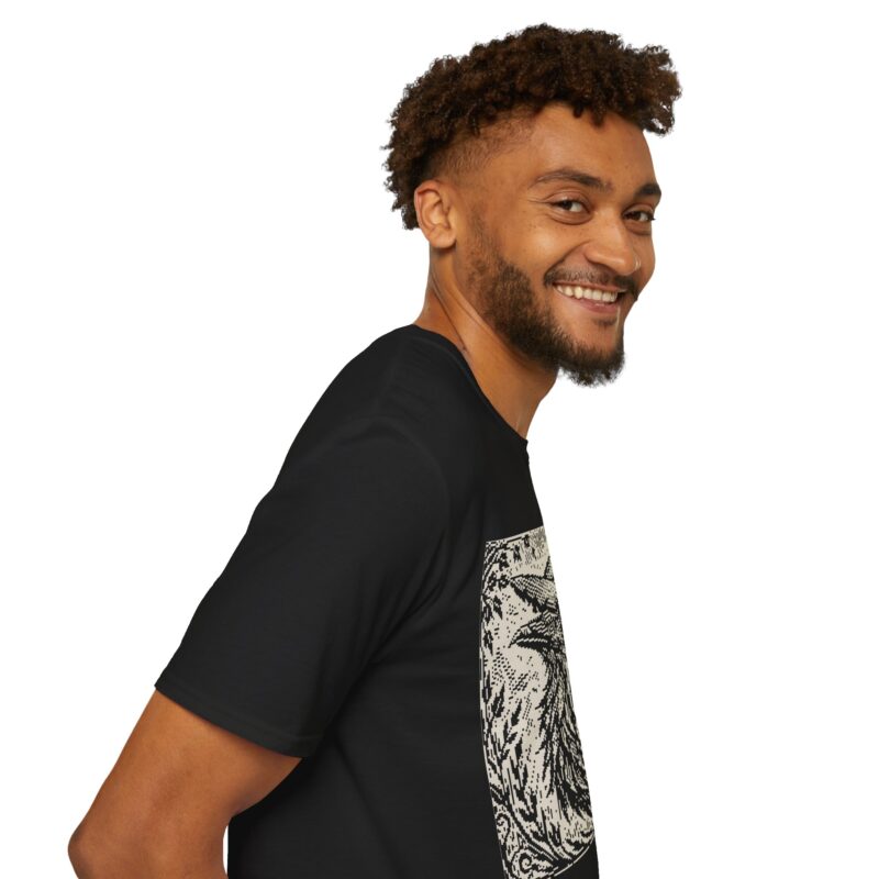 Woodcut Raven Unisex T-shirt - Image 16