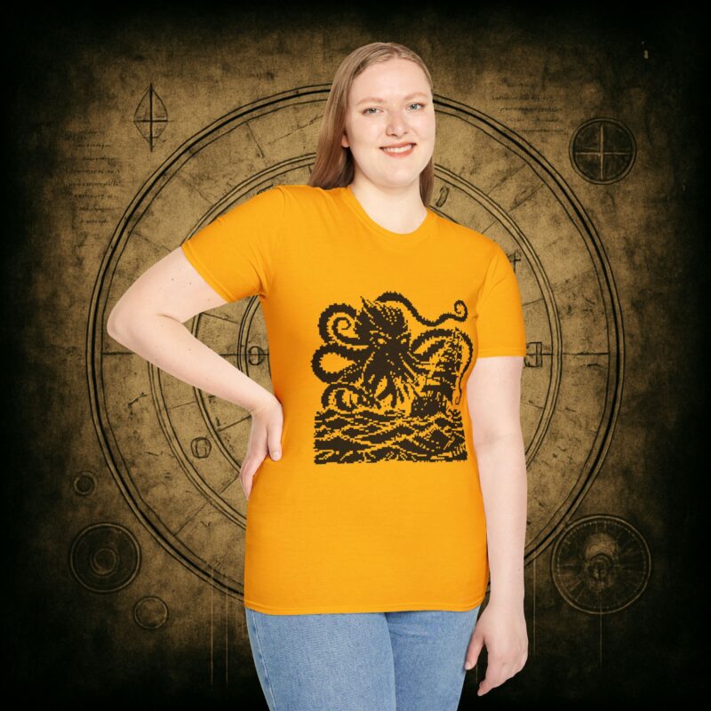 Woodcut Kraken Unisex T-shirt - Image 24