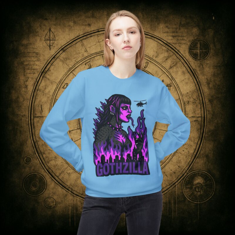 Gothzilla (Purple) Unisex Sweatshirt - Image 23