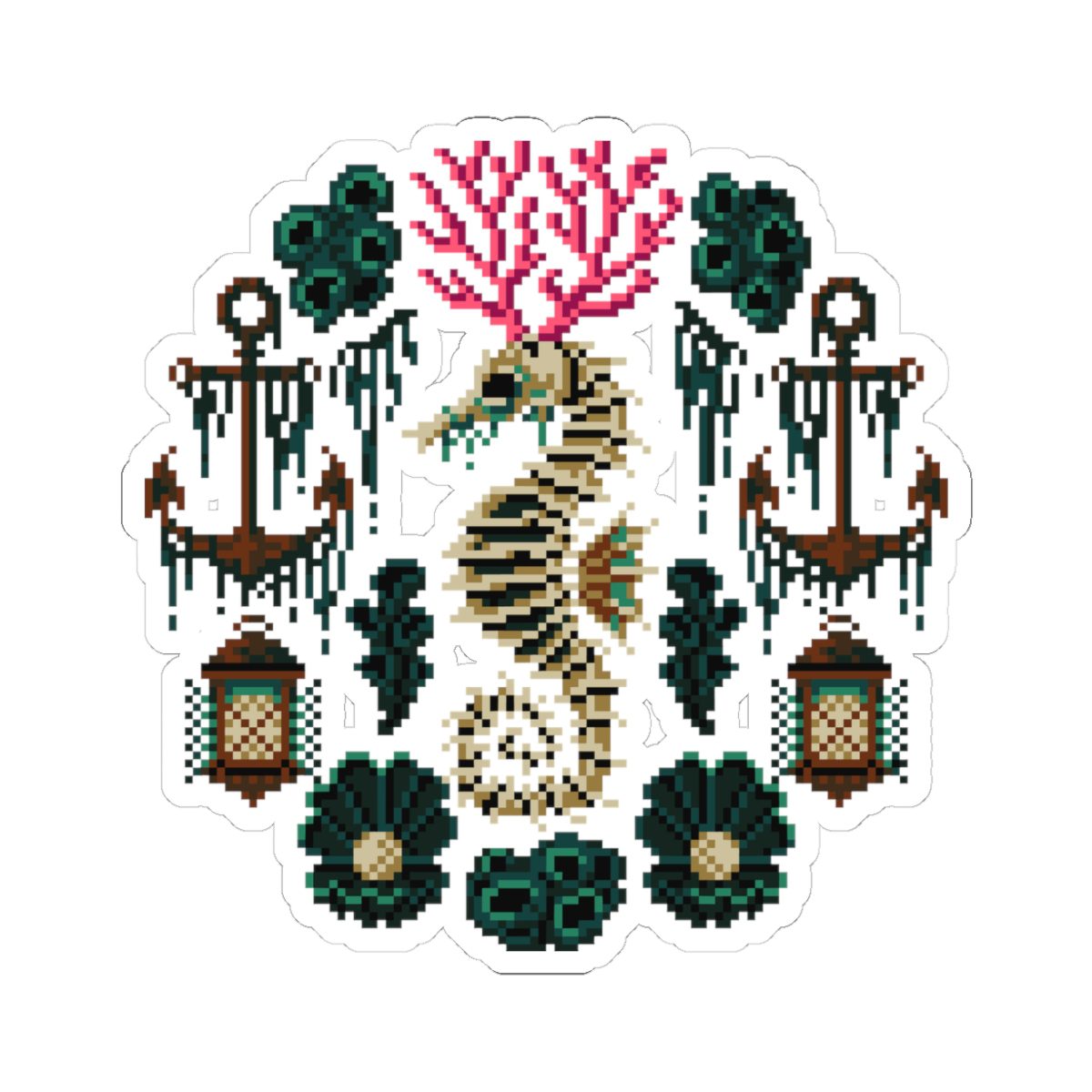Coral Seahorse Kiss-Cut Sticker