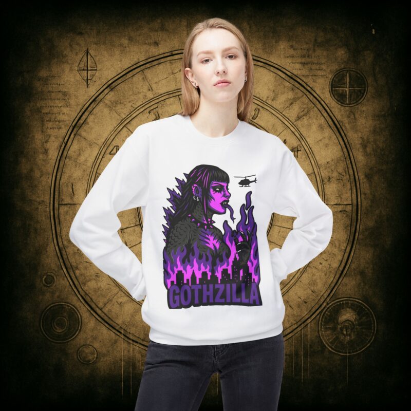 Gothzilla (Purple) Unisex Sweatshirt - Image 8