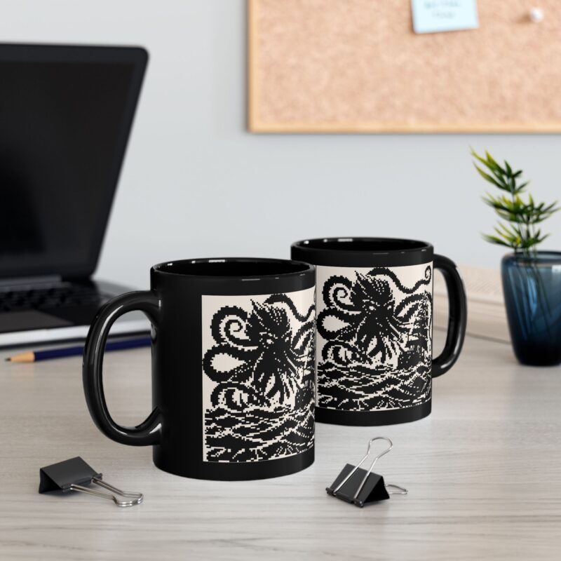 Woodcut Kraken Ceramic Mug - Image 5