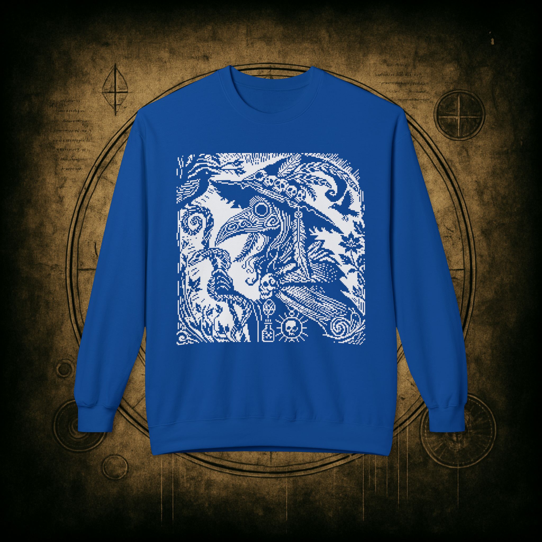 Woodcut Plague Doctor Witch Sweatshirt - Image 41