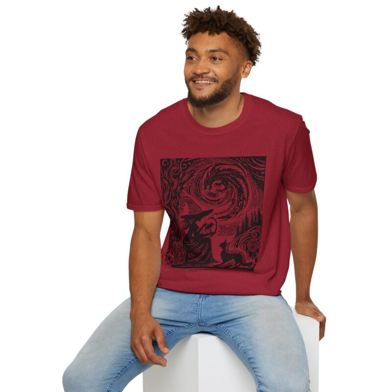 Woodcut Stitch Witch Unisex T-Shirt - Image 77