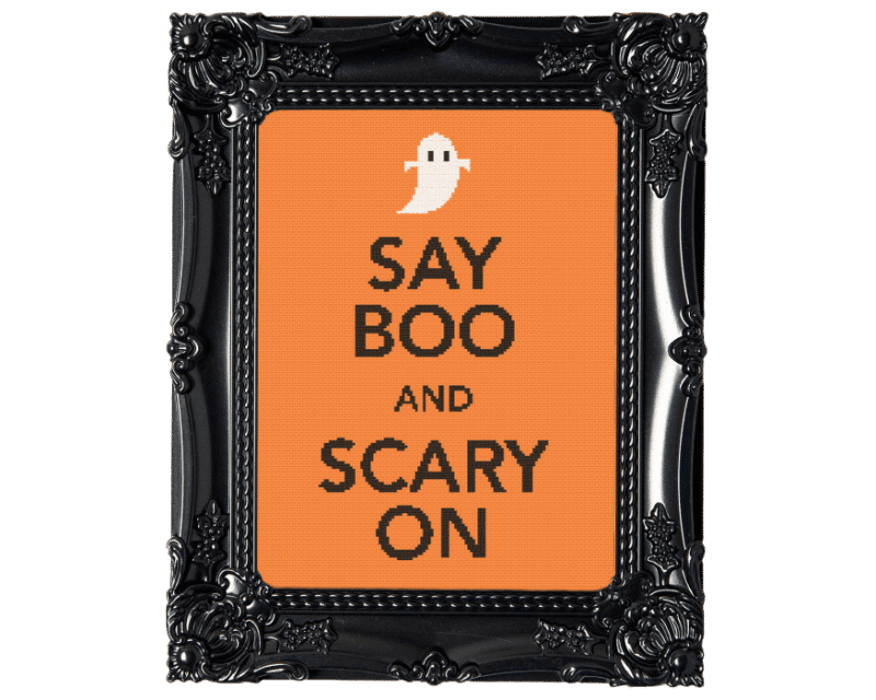 Say Boo And Scary On Cross Stitch Pattern