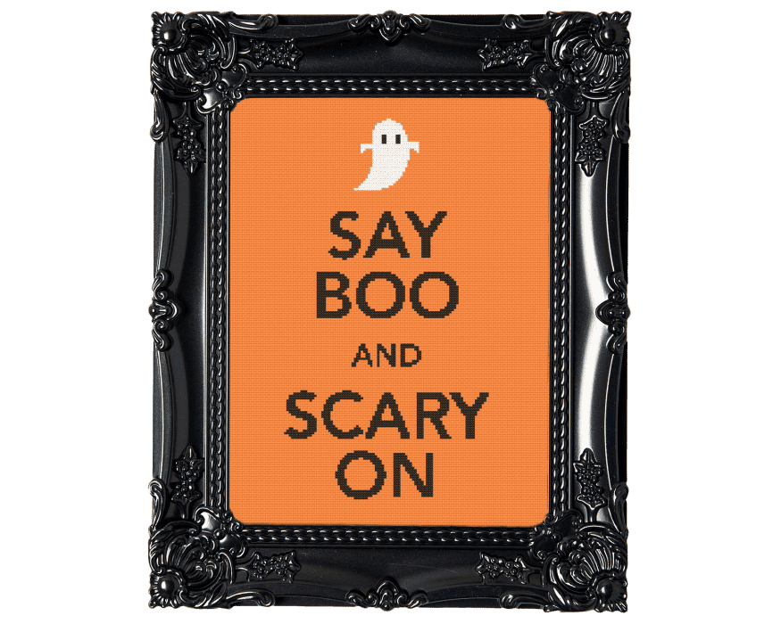 Say Boo And Scary On Cross Stitch Pattern
