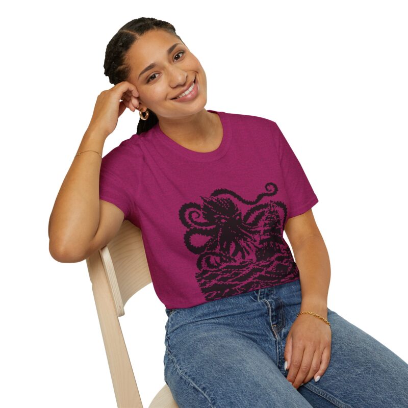 Woodcut Kraken Unisex T-shirt - Image 41