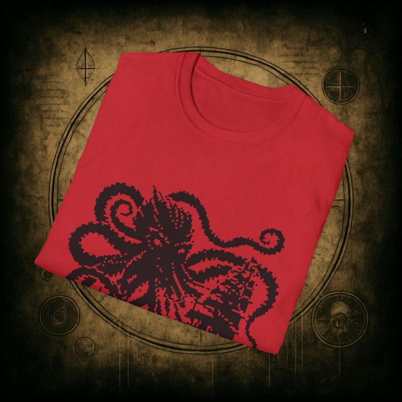 Woodcut Kraken Unisex T-shirt - Image 69