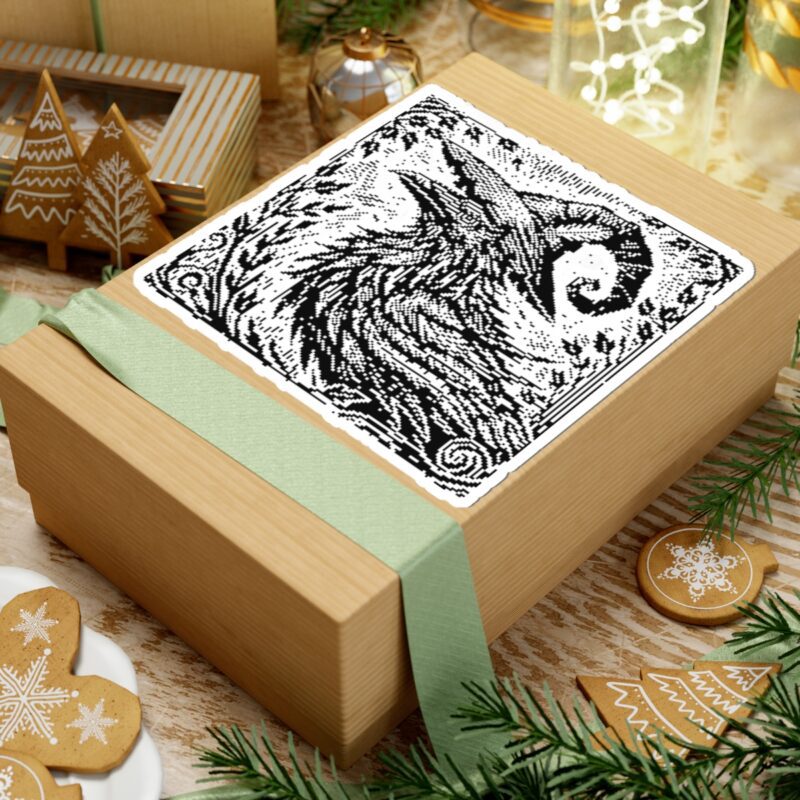 Woodcut Raven Kiss-Cut Sticker - Image 24