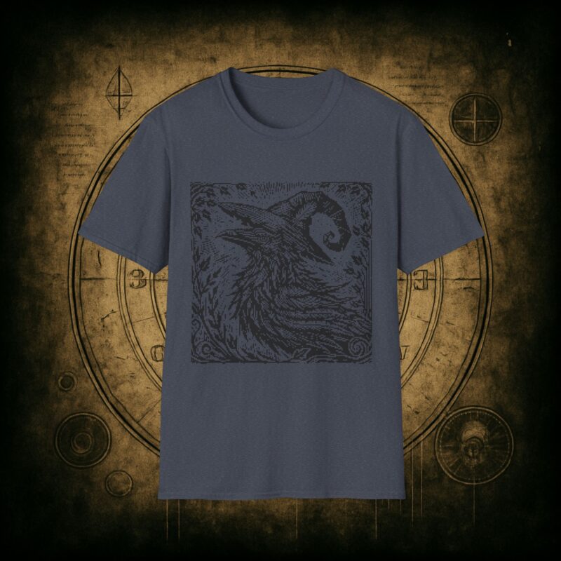 Woodcut Raven Unisex T-shirt - Image 53