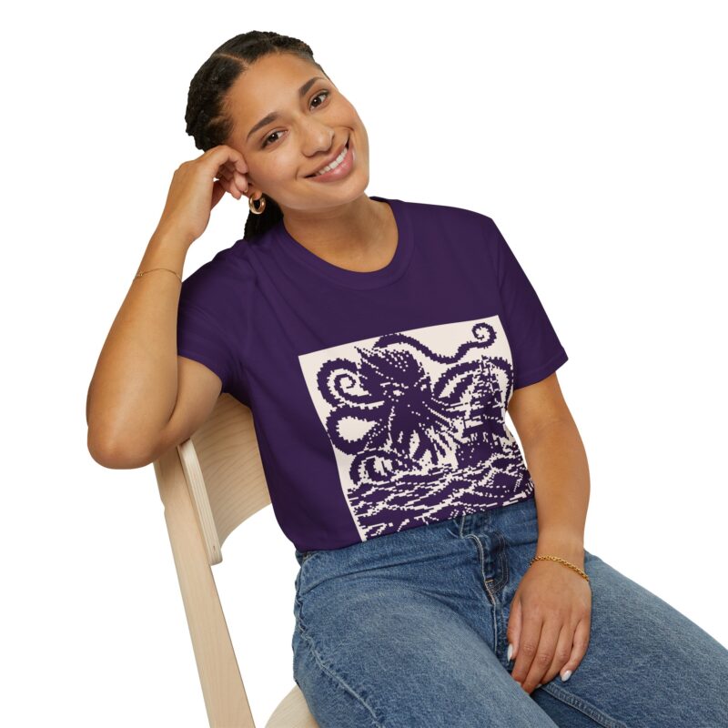 Woodcut Kraken Unisex T-shirt - Image 61