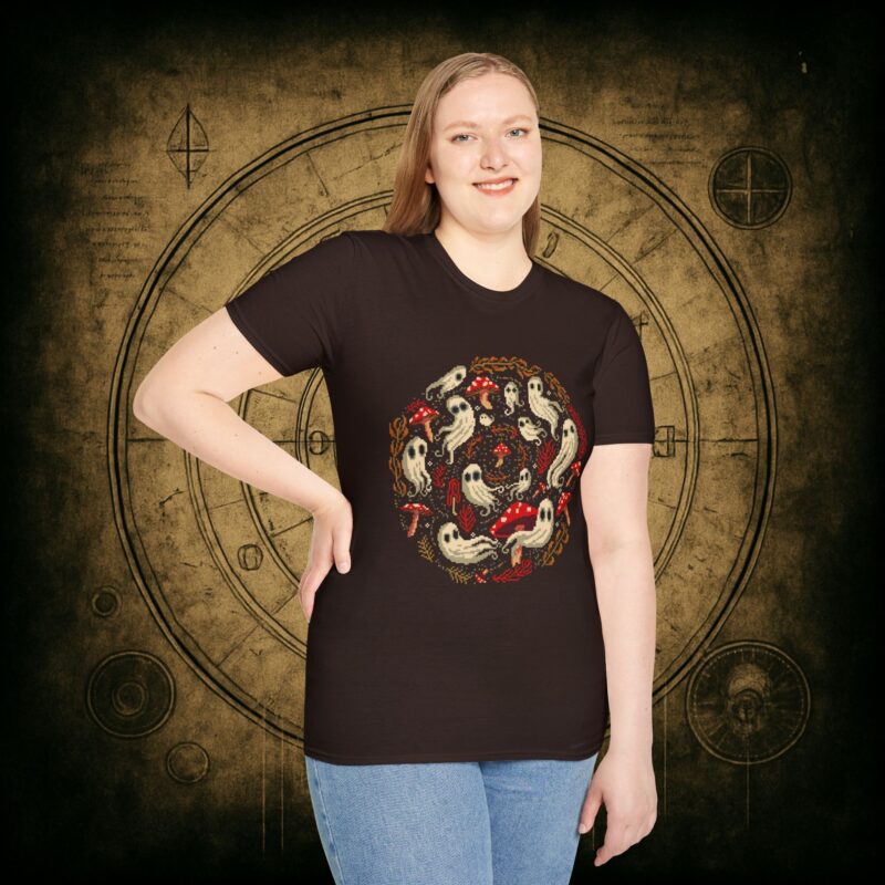 Spiral Mushrooms & Ghosts Unisex T-Shirt - Image 4