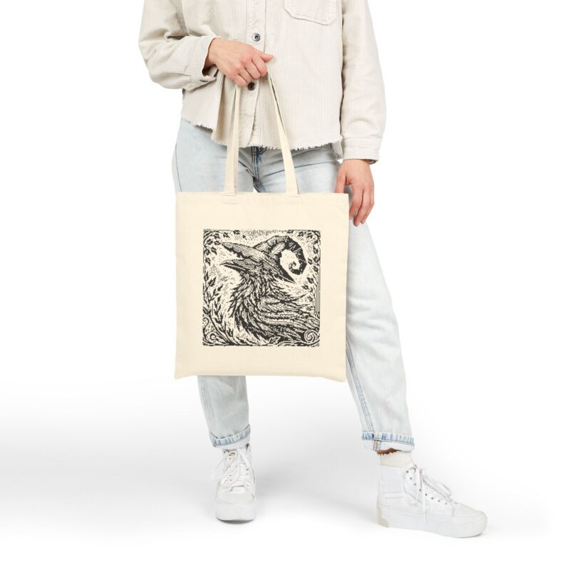 Woodcut Raven Tote Bag - Image 10