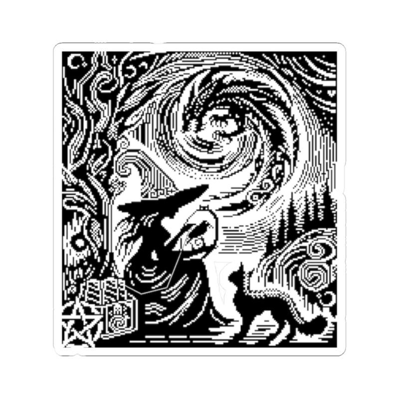 Woodcut Stitch Witch Kiss-Cut Sticker - Image 7