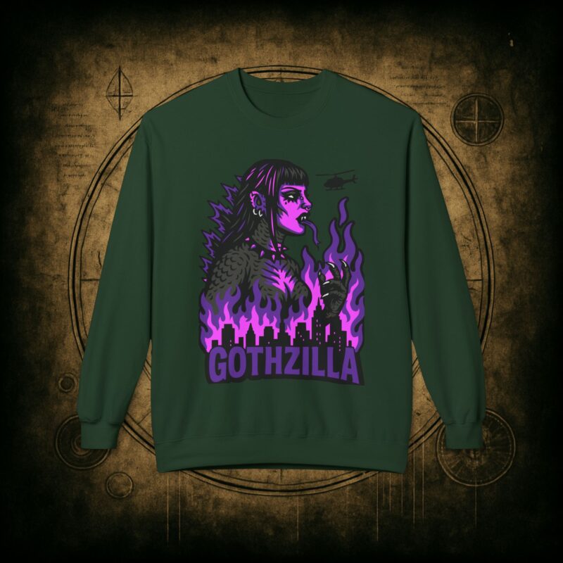 Gothzilla (Purple) Unisex Sweatshirt - Image 16