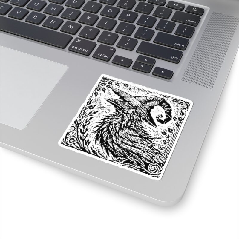 Woodcut Raven Kiss-Cut Sticker - Image 14