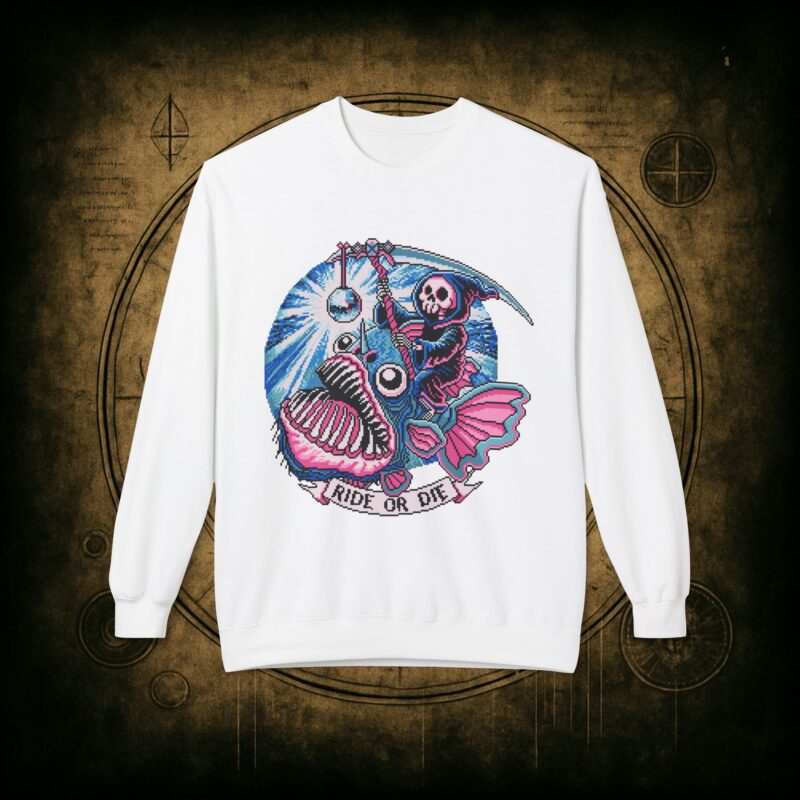 Ride or Die Angler Fish Unisex Sweatshirt - Image 7